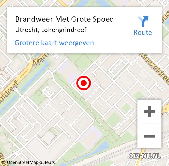 Locatie op kaart van de 112 melding: Brandweer Met Grote Spoed Naar Utrecht, Lohengrindreef op 1 augustus 2015 12:08