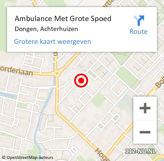 Locatie op kaart van de 112 melding: Ambulance Met Grote Spoed Naar Dongen, Achterhuizen op 1 augustus 2015 12:34