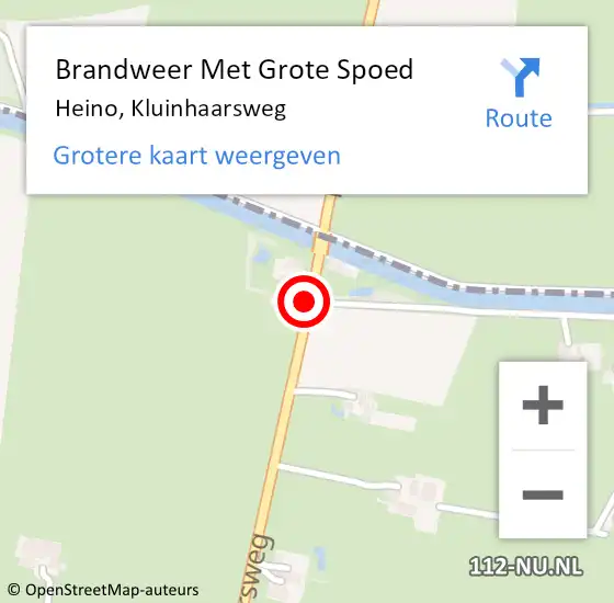 Locatie op kaart van de 112 melding: Brandweer Met Grote Spoed Naar Heino, Kluinhaarsweg op 1 augustus 2015 12:59