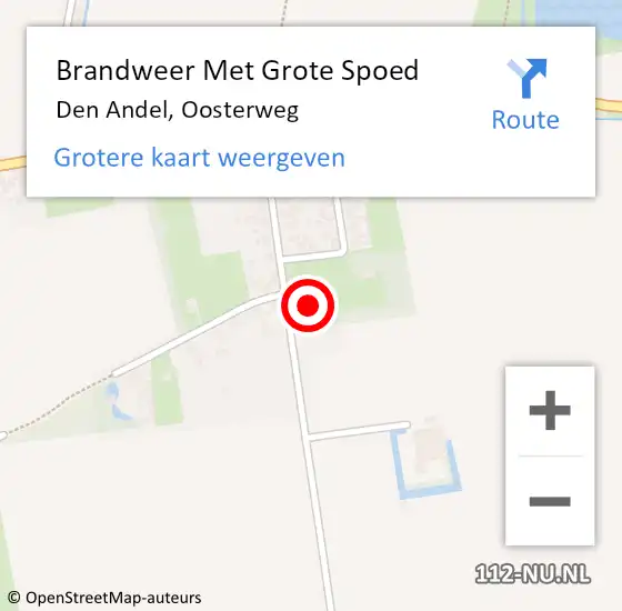 Locatie op kaart van de 112 melding: Brandweer Met Grote Spoed Naar Den Andel, Oosterweg op 1 augustus 2015 13:39