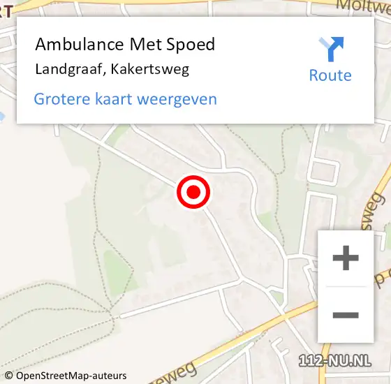 Locatie op kaart van de 112 melding: Ambulance Met Spoed Naar Landgraaf, Kakertsweg op 1 augustus 2015 13:43