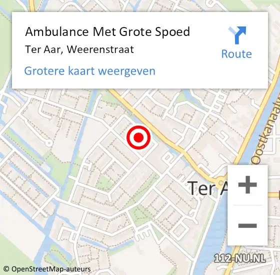 Locatie op kaart van de 112 melding: Ambulance Met Grote Spoed Naar Ter Aar, Weerenstraat op 1 augustus 2015 13:45