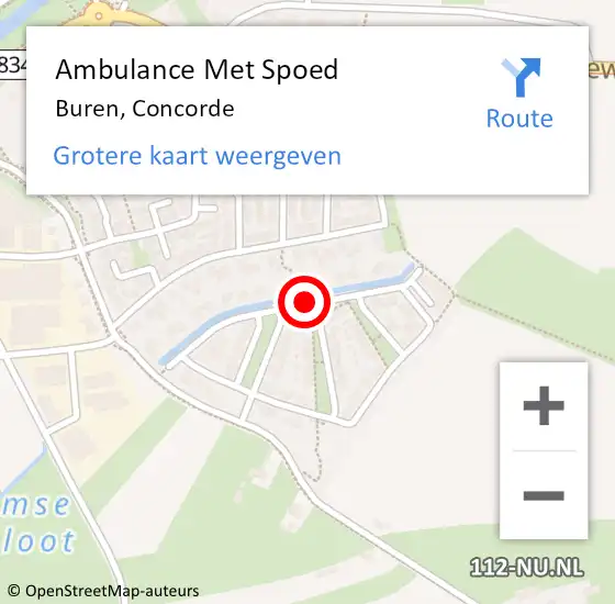 Locatie op kaart van de 112 melding: Ambulance Met Spoed Naar Buren, Concorde op 1 augustus 2015 14:11