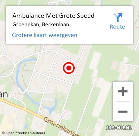 Locatie op kaart van de 112 melding: Ambulance Met Grote Spoed Naar Groenekan, Berkenlaan op 1 augustus 2015 14:29