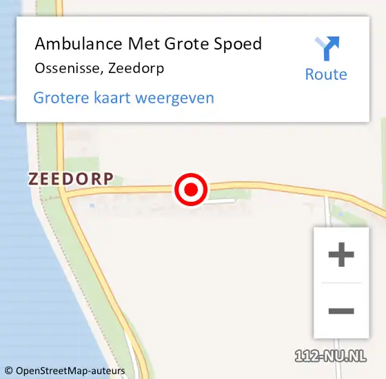 Locatie op kaart van de 112 melding: Ambulance Met Grote Spoed Naar Ossenisse, Zeedorp op 1 augustus 2015 14:30