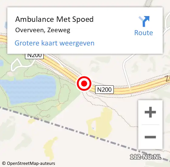 Locatie op kaart van de 112 melding: Ambulance Met Spoed Naar Overveen, Zeeweg op 1 augustus 2015 15:29