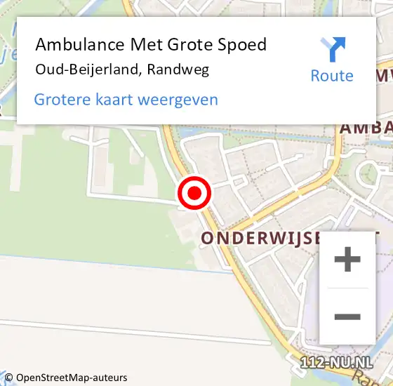 Locatie op kaart van de 112 melding: Ambulance Met Grote Spoed Naar Oud-Beijerland, Randweg op 1 augustus 2015 15:41