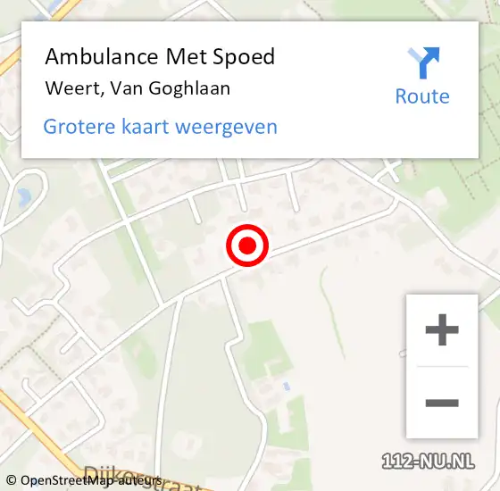 Locatie op kaart van de 112 melding: Ambulance Met Spoed Naar Weert, Van Goghlaan op 1 augustus 2015 16:15