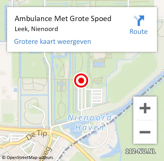 Locatie op kaart van de 112 melding: Ambulance Met Grote Spoed Naar Leek, Nienoord op 1 augustus 2015 16:21