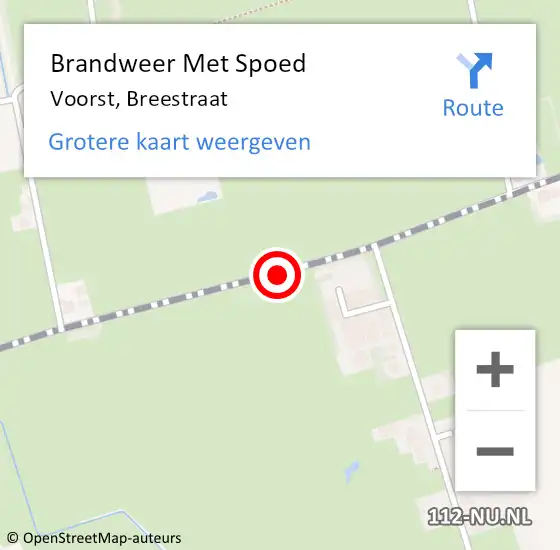 Locatie op kaart van de 112 melding: Brandweer Met Spoed Naar Voorst, Breestraat op 1 augustus 2015 16:22