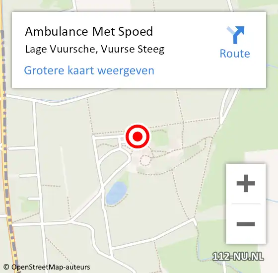 Locatie op kaart van de 112 melding: Ambulance Met Spoed Naar Lage Vuursche, Vuurse Steeg op 1 augustus 2015 16:42