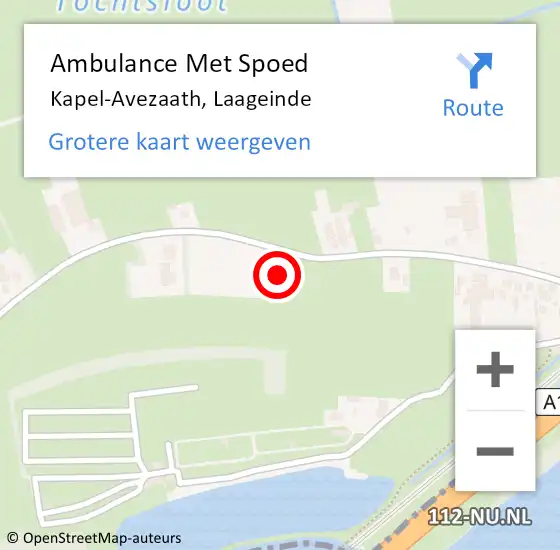 Locatie op kaart van de 112 melding: Ambulance Met Spoed Naar Kapel-Avezaath, Laageinde op 1 augustus 2015 16:42