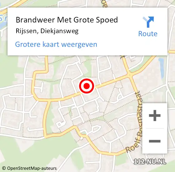 Locatie op kaart van de 112 melding: Brandweer Met Grote Spoed Naar Rijssen, Diekjansweg op 1 augustus 2015 16:51