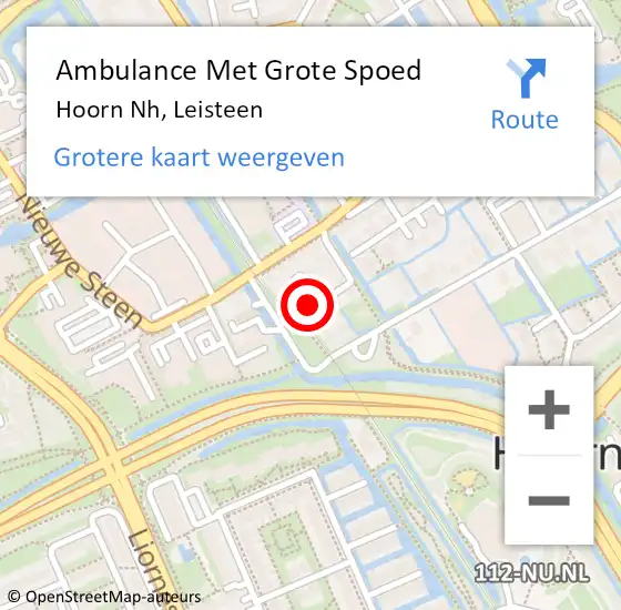 Locatie op kaart van de 112 melding: Ambulance Met Grote Spoed Naar Hoorn Nh, Leisteen op 1 augustus 2015 19:07