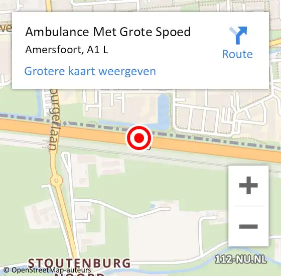 Locatie op kaart van de 112 melding: Ambulance Met Grote Spoed Naar Amersfoort, A1 L op 1 augustus 2015 19:07