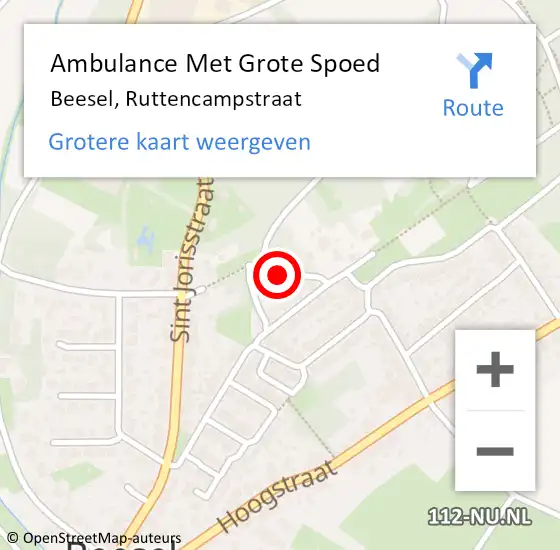 Locatie op kaart van de 112 melding: Ambulance Met Grote Spoed Naar Beesel, Ruttencampstraat op 15 november 2013 22:32