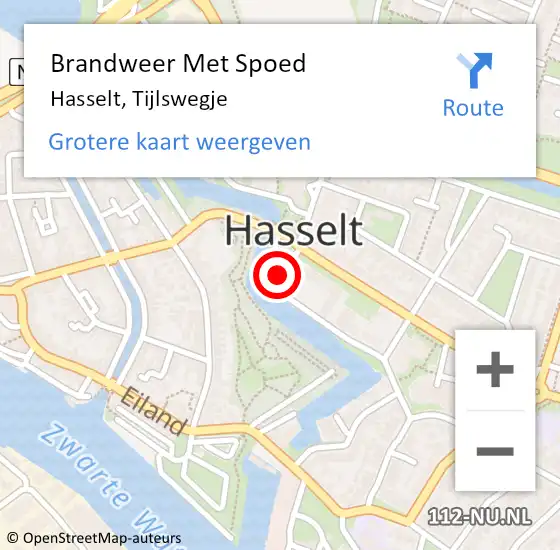 Locatie op kaart van de 112 melding: Brandweer Met Spoed Naar Hasselt, Tijlswegje op 1 augustus 2015 19:44