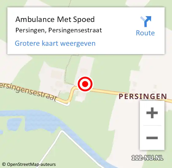 Locatie op kaart van de 112 melding: Ambulance Met Spoed Naar Persingen, Persingensestraat op 1 augustus 2015 20:07