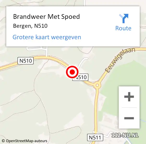 Locatie op kaart van de 112 melding: Brandweer Met Spoed Naar Bergen, N510 op 1 augustus 2015 20:13