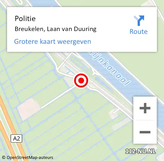 Locatie op kaart van de 112 melding: Politie Breukelen, Laan van Duuring op 1 augustus 2015 20:27