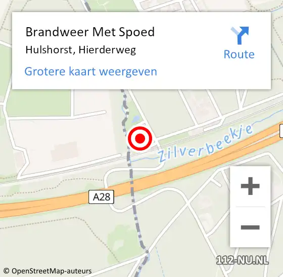 Locatie op kaart van de 112 melding: Brandweer Met Spoed Naar Hulshorst, Hierderweg op 1 augustus 2015 20:31