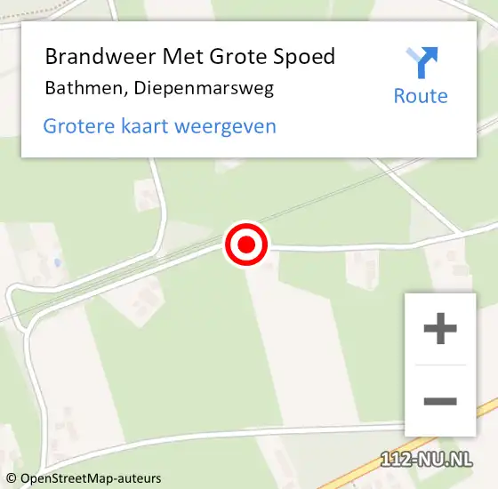 Locatie op kaart van de 112 melding: Brandweer Met Grote Spoed Naar Bathmen, Diepenmarsweg op 1 augustus 2015 20:31