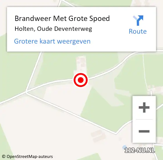 Locatie op kaart van de 112 melding: Brandweer Met Grote Spoed Naar Holten, Oude Deventerweg op 1 augustus 2015 20:36