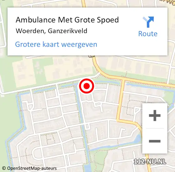 Locatie op kaart van de 112 melding: Ambulance Met Grote Spoed Naar Woerden, Ganzerikveld op 1 augustus 2015 20:42