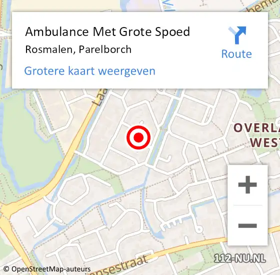 Locatie op kaart van de 112 melding: Ambulance Met Grote Spoed Naar Rosmalen, Parelborch op 1 augustus 2015 21:07