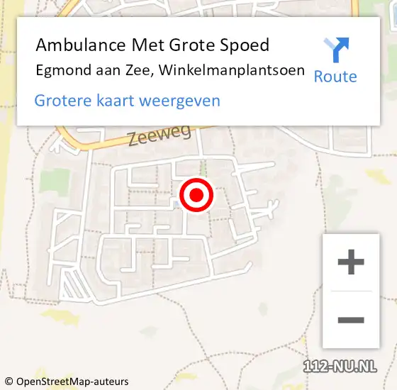 Locatie op kaart van de 112 melding: Ambulance Met Grote Spoed Naar Egmond aan Zee, Winkelmanplantsoen op 1 augustus 2015 21:40