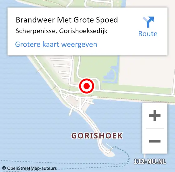 Locatie op kaart van de 112 melding: Brandweer Met Grote Spoed Naar Scherpenisse, Gorishoeksedijk op 1 augustus 2015 23:13