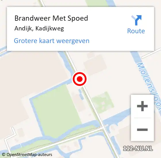 Locatie op kaart van de 112 melding: Brandweer Met Spoed Naar Andijk, Kadijkweg op 1 augustus 2015 23:21