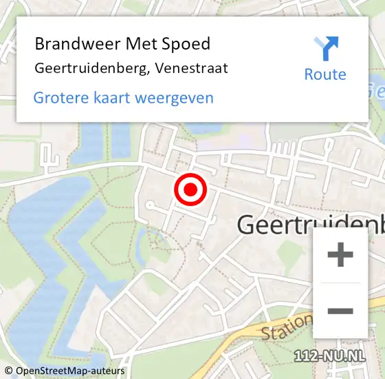 Locatie op kaart van de 112 melding: Brandweer Met Spoed Naar Geertruidenberg, Venestraat op 2 augustus 2015 00:26