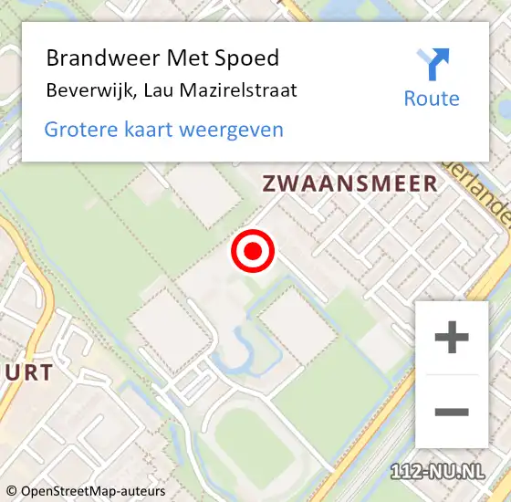 Locatie op kaart van de 112 melding: Brandweer Met Spoed Naar Beverwijk, Lau Mazirelstraat op 2 augustus 2015 01:00