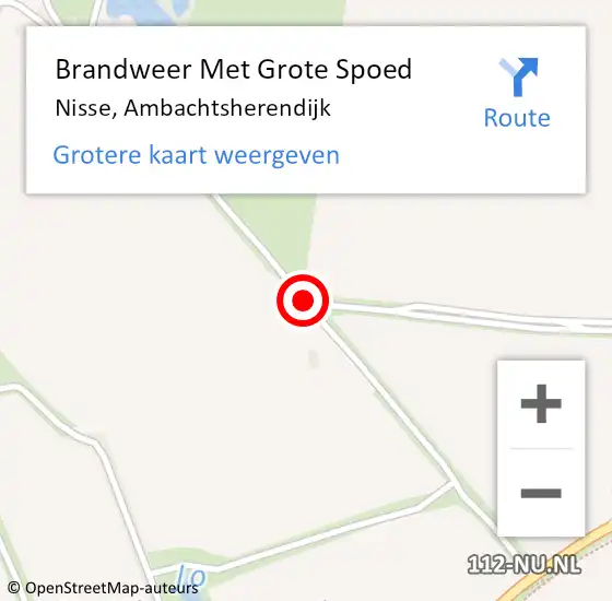 Locatie op kaart van de 112 melding: Brandweer Met Grote Spoed Naar Nisse, Ambachtsherendijk op 2 augustus 2015 02:50