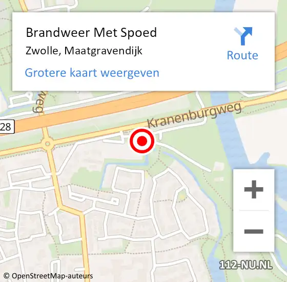 Locatie op kaart van de 112 melding: Brandweer Met Spoed Naar Zwolle, Maatgravendijk op 2 augustus 2015 03:35