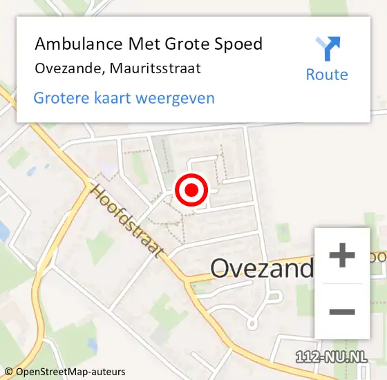 Locatie op kaart van de 112 melding: Ambulance Met Grote Spoed Naar Ovezande, Mauritsstraat op 2 augustus 2015 03:52