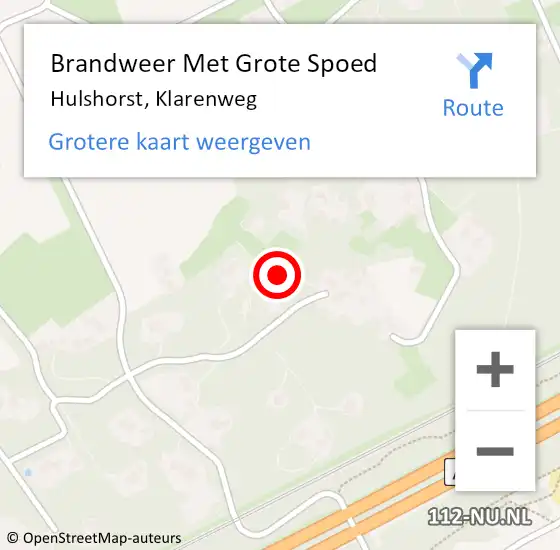 Locatie op kaart van de 112 melding: Brandweer Met Grote Spoed Naar Hulshorst, Klarenweg op 2 augustus 2015 04:40