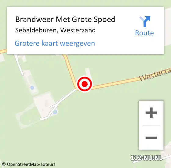 Locatie op kaart van de 112 melding: Brandweer Met Grote Spoed Naar Sebaldeburen, Westerzand op 2 augustus 2015 05:31