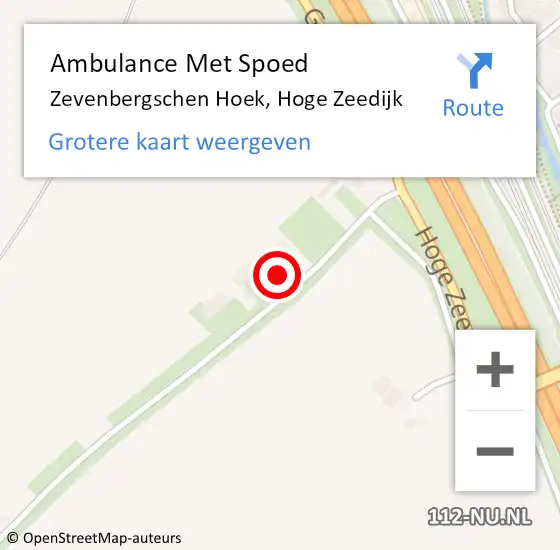 Locatie op kaart van de 112 melding: Ambulance Met Spoed Naar Zevenbergschen Hoek, Hoge Zeedijk op 2 augustus 2015 06:06