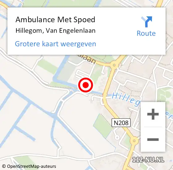 Locatie op kaart van de 112 melding: Ambulance Met Spoed Naar Hillegom, Van Engelenlaan op 2 augustus 2015 07:06
