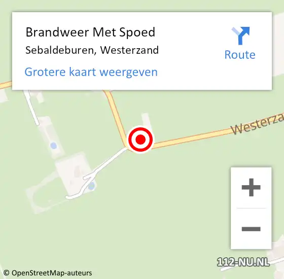 Locatie op kaart van de 112 melding: Brandweer Met Spoed Naar Sebaldeburen, Westerzand op 2 augustus 2015 08:11