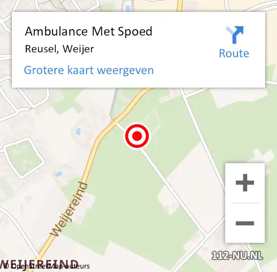 Locatie op kaart van de 112 melding: Ambulance Met Spoed Naar Reusel, Weijer op 2 augustus 2015 08:30