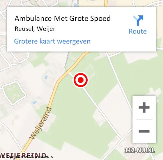 Locatie op kaart van de 112 melding: Ambulance Met Grote Spoed Naar Reusel, Weijer op 2 augustus 2015 08:32