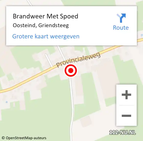 Locatie op kaart van de 112 melding: Brandweer Met Spoed Naar Oosteind, Griendsteeg op 2 augustus 2015 09:13