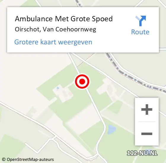 Locatie op kaart van de 112 melding: Ambulance Met Grote Spoed Naar Oirschot, Van Coehoornweg op 2 augustus 2015 10:29