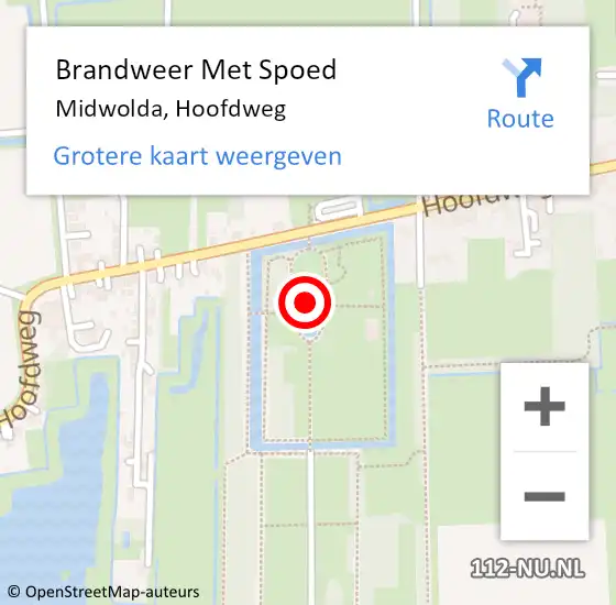 Locatie op kaart van de 112 melding: Brandweer Met Spoed Naar Midwolda, Hoofdweg op 2 augustus 2015 11:24