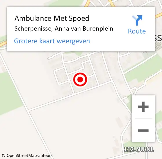 Locatie op kaart van de 112 melding: Ambulance Met Spoed Naar Scherpenisse, Anna van Burenplein op 2 augustus 2015 11:28