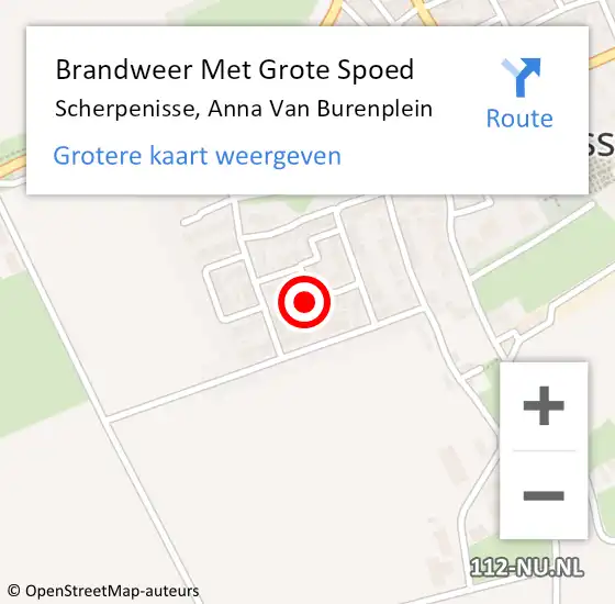 Locatie op kaart van de 112 melding: Brandweer Met Grote Spoed Naar Scherpenisse, Anna Van Burenplein op 2 augustus 2015 12:02