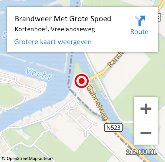 Locatie op kaart van de 112 melding: Brandweer Met Grote Spoed Naar Kortenhoef, Vreelandseweg op 2 augustus 2015 14:37